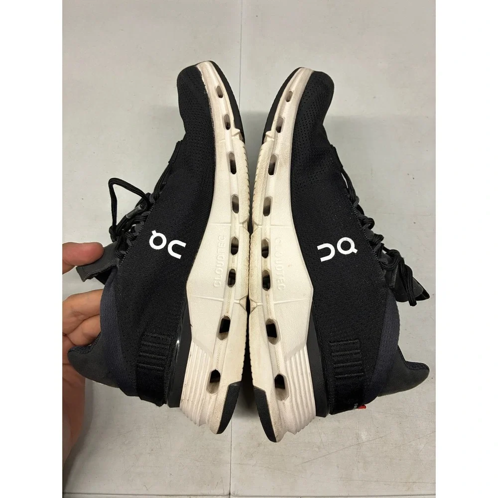 On Cloudnova Running Shoes Womens 9 Black White Mesh Low Top Sneakers Cushion